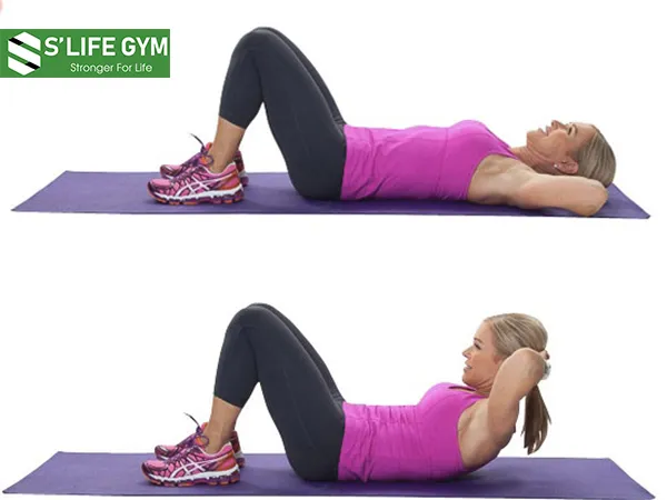 Khi tập luyện Crunch, người tập phải đẩy lưng, vai và đầu càng sát với chân càng tốt