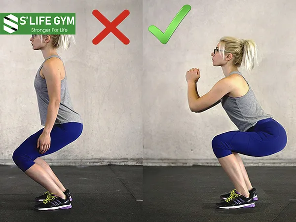 Tập động tác Squat nhưng cúi không đủ sâu Tập động tác Squat nhưng cúi không đủ sâu