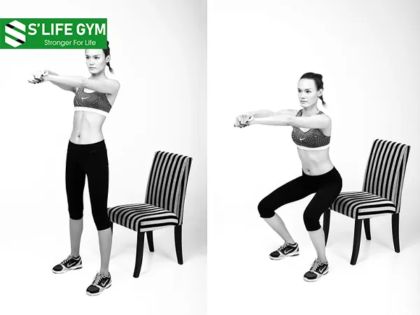 Squat đơn giản cùng bài tập squat ghế